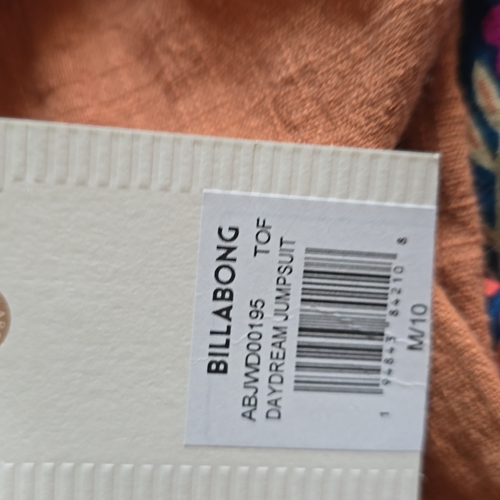 NWT Billabong Daydream Coral  Rust Tan Jumpsuit Button Front Tab Overall M - Picture 5 of 16